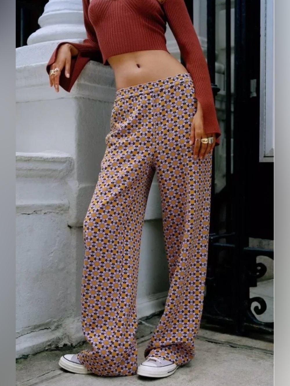 Urban Outfitters Collette Pull On Floral Wide-Leg Pants NWT Sz XXS